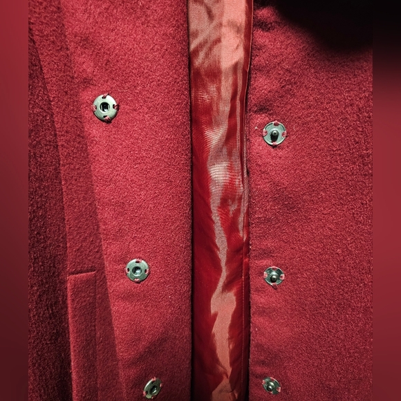 Gap Women's Wool Cranberry Red Trench Coat - Size Small - Picture 7 of 10